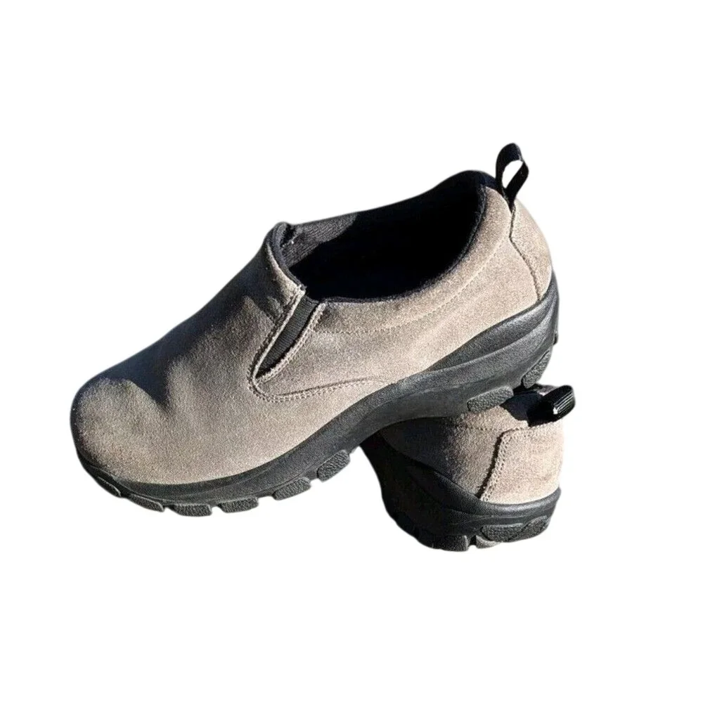 Mens Comfort Slip‎ On Walking Shoes Gray Suede Leather MRC Parker Size 8